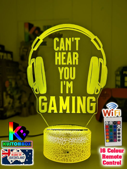 Cant Hear You I'm Gaming Earphones Personalised Name 3D LED Night Light Gamer Lamp - KustomboxNight Lights & Ambient LightingKustomboxStandard Light - No Name