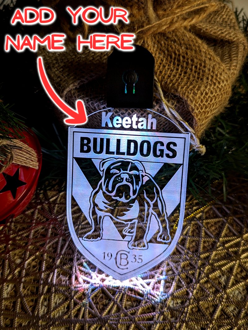 Canterbury Bulldogs Football Personalised Christmas Bauble 3D LED Light Decoration - KustomboxNight Lights & Ambient LightingKustomboxBauble - No Name