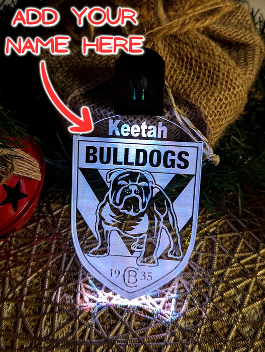 Canterbury Bulldogs Football Personalised Christmas Bauble 3D LED Light Decoration - KustomboxNight Lights & Ambient LightingKustomboxBauble - No Name