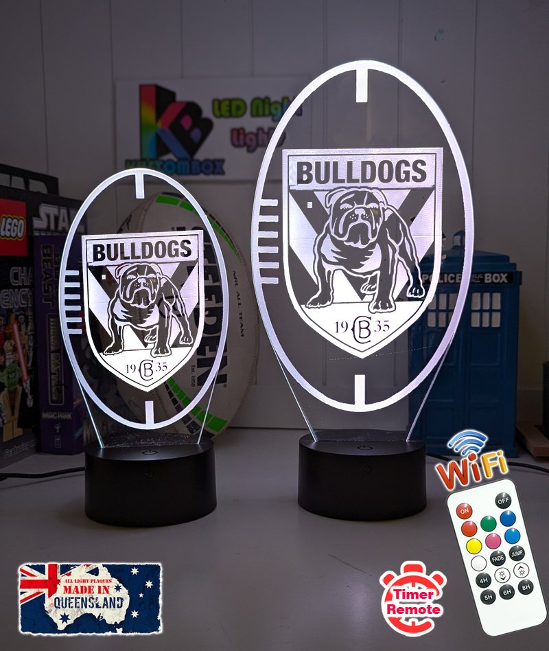 Canterbury Bulldogs Rugby League Club 3D LED Night Light - KustomboxNight Lights & Ambient LightingKustomboxStandard Size