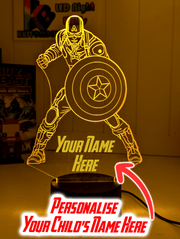 Captain America Personalised Name 3D LED Night Light Lamp - KustomboxNight Lights & Ambient LightingKustomboxStandard Size - No Name
