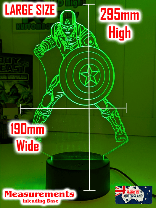 Captain America Personalised Name 3D LED Night Light Lamp - KustomboxNight Lights & Ambient LightingKustomboxStandard Size - No Name