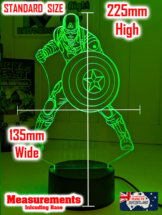 Captain America Personalised Name 3D LED Night Light Lamp - KustomboxNight Lights & Ambient LightingKustomboxStandard Size - No Name