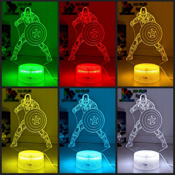 Captain America Personalised Name 3D LED Night Light Lamp - KustomboxNight Lights & Ambient LightingKustomboxStandard Size - No Name