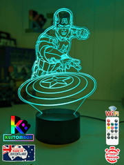 Captain America & Shield 3D LED Night Light Lamp Childrens Room - KustomboxNight Lights & Ambient LightingKustomboxStandard Size