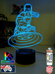 Captain America & Shield 3D LED Night Light Lamp Childrens Room - KustomboxNight Lights & Ambient LightingKustomboxStandard Size