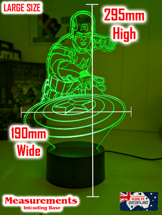 Captain America & Shield 3D LED Night Light Lamp Childrens Room - KustomboxNight Lights & Ambient LightingKustomboxStandard Size