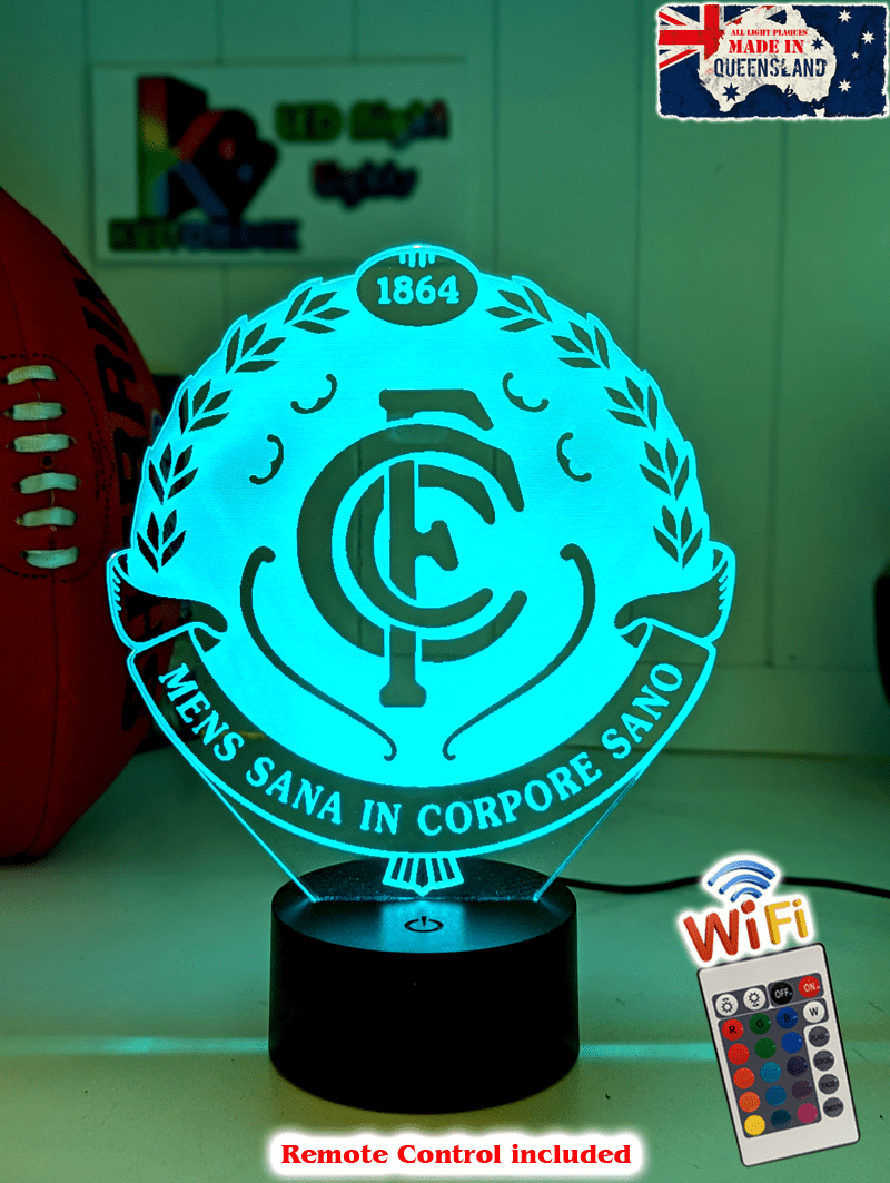 Carlton Blues FC 3D LED lamp with 16-colour light modes and remote.
