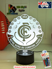 Carlton Blues FC 3D LED light glowing in red, blue, green, yellow, purple, white and more.
