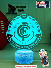 CARLTON Blues Football Club 3D LED Night Light Lamp white crackle base