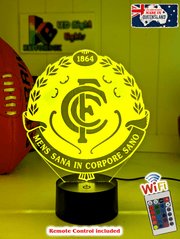 Carlton Blues FC 3D LED lamp with 16-colour remote control – adjustable brightness and fade.