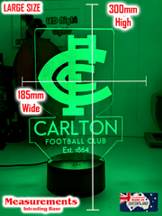 CARLTON Blues Football Club 3D LED Night Light Sports Lamp size chart large size 