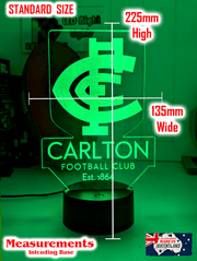 CARLTON Blues Football Club 3D LED Night Light Sports Lamp standard size measurement 