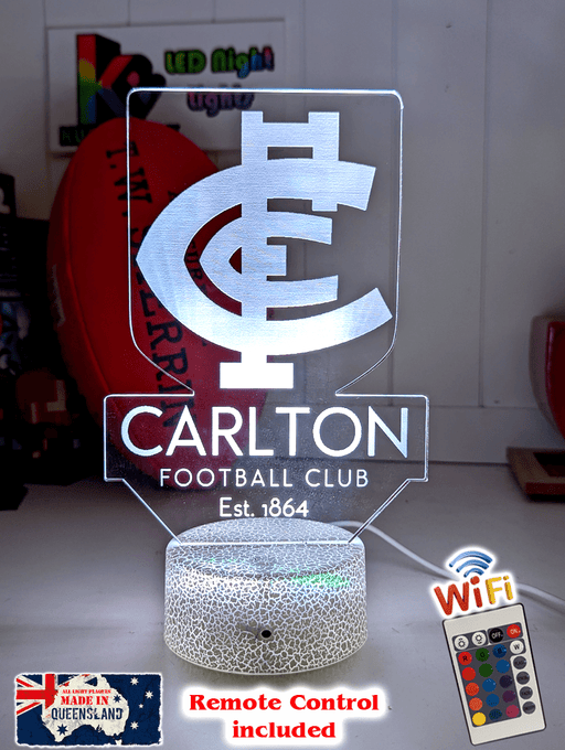 CARLTON Blues Football Club 3D LED Night Light Sports Lamp white crackle base option 