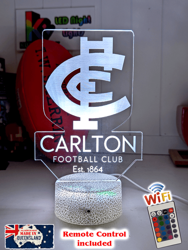 CARLTON Blues Football Club 3D LED Night Light Sports Lamp white crackle base option 