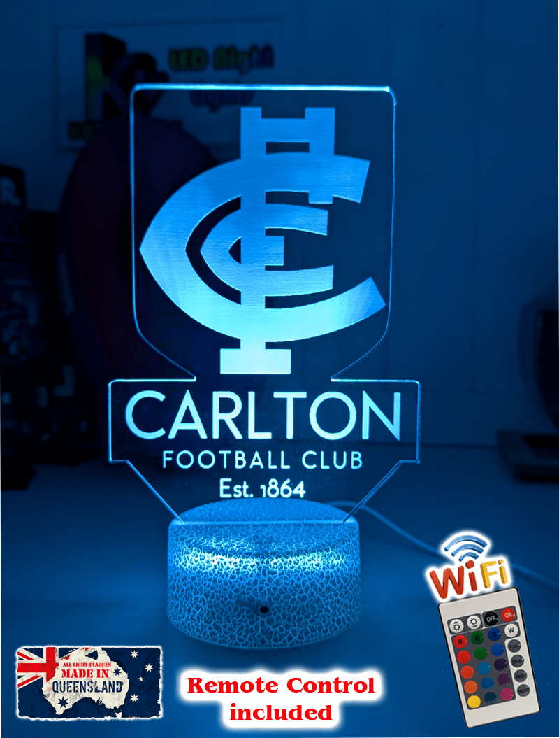 CARLTON Blues Football Club 3D LED Night Light Sports Lamp  white crackle blue colour 