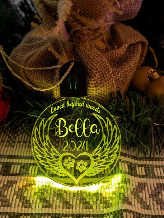 Cat Paws Bauble Angel Wings Memorial LED Hanging Christmas Decoration - KustomboxNight Lights & Ambient LightingKustomboxBauble - Standard Size