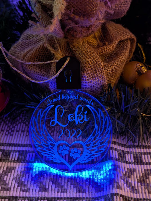 Cat Paws Bauble Angel Wings Memorial LED Hanging Christmas Decoration - KustomboxNight Lights & Ambient LightingKustomboxBauble - Standard Size