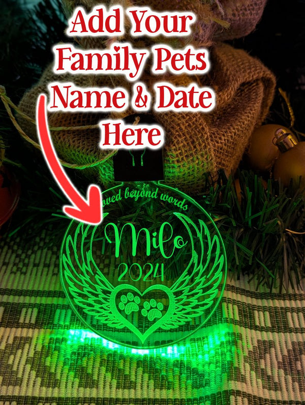 Cat Paws Bauble Angel Wings Memorial LED Hanging Christmas Decoration - KustomboxNight Lights & Ambient LightingKustomboxBauble - Standard Size