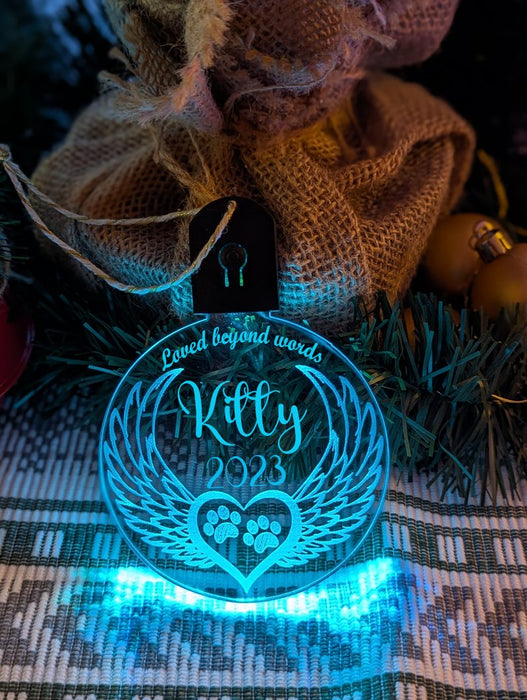 Cat Paws Bauble Angel Wings Memorial LED Hanging Christmas Decoration - KustomboxNight Lights & Ambient LightingKustomboxBauble - Standard Size