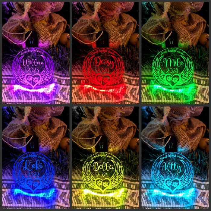 Cat Paws Bauble Angel Wings Memorial LED Hanging Christmas Decoration - KustomboxNight Lights & Ambient LightingKustomboxBauble - Standard Size