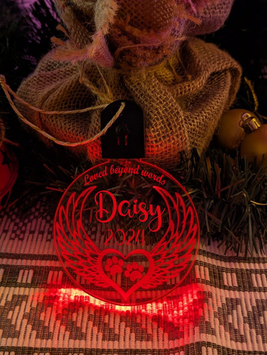 Cat Paws Bauble Angel Wings Memorial LED Hanging Christmas Decoration - KustomboxNight Lights & Ambient LightingKustomboxBauble - Standard Size