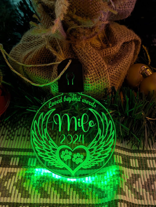 Cat Paws Bauble Angel Wings Memorial LED Hanging Christmas Decoration - KustomboxNight Lights & Ambient LightingKustomboxBauble - Standard Size