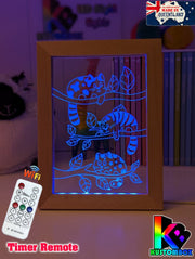Cats Laying in Trees Personalised Name Timber Picture Frame USB 3D LED Night Light Lamp - KustomboxNight Lights & Ambient LightingKustomboxTimber Frame Light