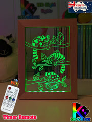 Cats Laying in Trees Personalised Name Timber Picture Frame USB 3D LED Night Light Lamp - KustomboxNight Lights & Ambient LightingKustomboxTimber Frame Light