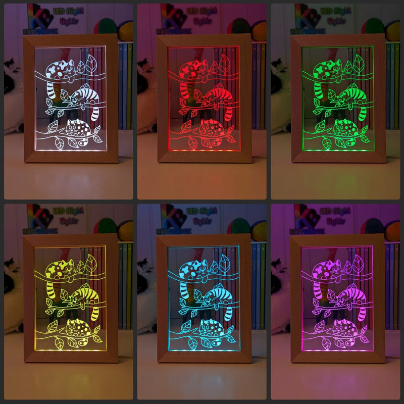 Cats Laying in Trees Personalised Name Timber Picture Frame USB 3D LED Night Light Lamp - KustomboxNight Lights & Ambient LightingKustomboxTimber Frame Light