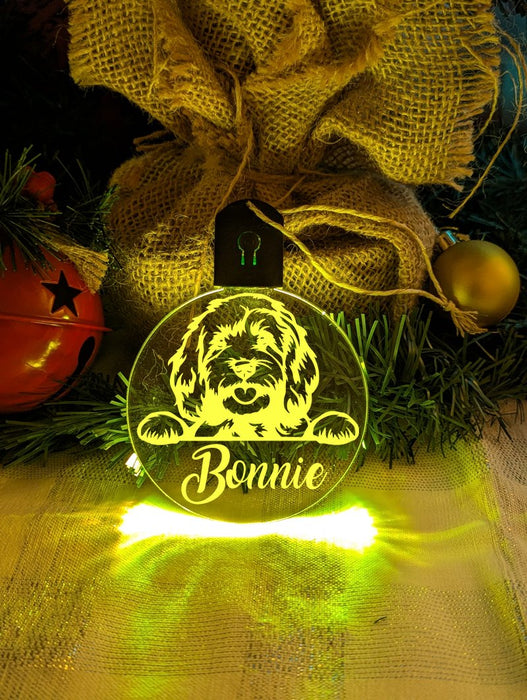 Cavoodle Dog Personalised Name Christmas Light Bauble Decoration - KustomboxNight Lights & Ambient LightingKustomboxBauble - Standard Size