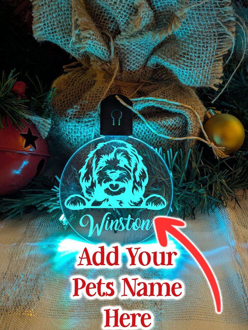 Cavoodle Dog Personalised Name Christmas Light Bauble Decoration - KustomboxNight Lights & Ambient LightingKustomboxBauble - Standard Size
