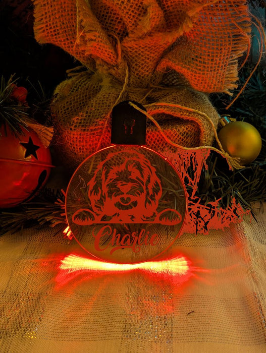Cavoodle Dog Personalised Name Christmas Light Bauble Decoration - KustomboxNight Lights & Ambient LightingKustomboxBauble - Standard Size