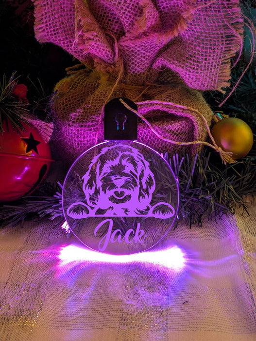 Cavoodle Dog Personalised Name Christmas Light Bauble Decoration - KustomboxNight Lights & Ambient LightingKustomboxBauble - Standard Size