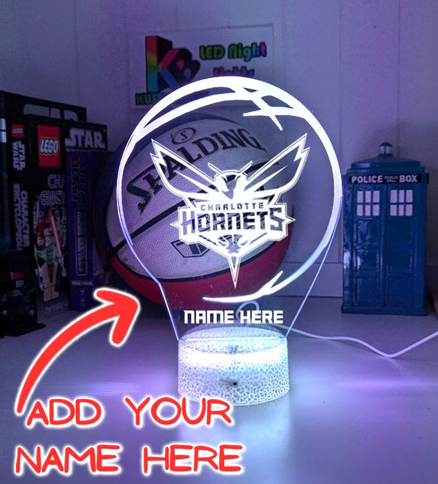 Charlotte Hornets Basketball Team 3D LED Night Light Lamp - KustomboxNight Lights & Ambient LightingKustomboxStandard Size
