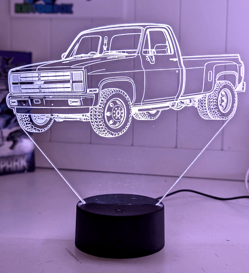 Chevy C10 1984 Dually 3D LED Night Light Custom Name Classic Truck Acrylic Lamp - KustomboxNight Lights & Ambient LightingKustomboxStandard Size - No Personalisation