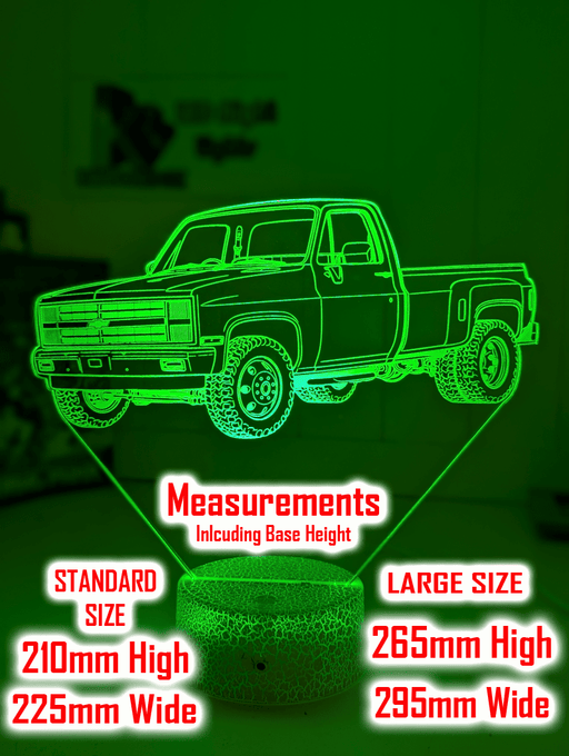 Chevy C10 1984 Dually 3D LED Night Light Custom Name Classic Truck Acrylic Lamp - KustomboxNight Lights & Ambient LightingKustomboxStandard Size - No Personalisation
