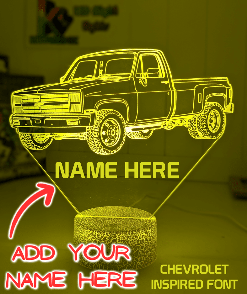 Chevy C10 1984 Dually 3D LED Night Light Custom Name Classic Truck Acrylic Lamp - KustomboxNight Lights & Ambient LightingKustomboxStandard Size - No Personalisation