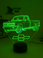 Chevy C10 1984 Dually 3D LED Night Light Custom Name Classic Truck Acrylic Lamp - KustomboxNight Lights & Ambient LightingKustomboxStandard Size - No Personalisation