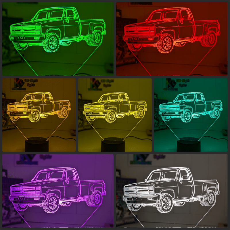 Chevy C10 1984 Dually 3D LED Night Light Custom Name Classic Truck Acrylic Lamp - KustomboxNight Lights & Ambient LightingKustomboxStandard Size - No Personalisation