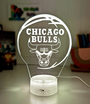 Chicago Bulls Personalised 3D LED Night Light Custom Name Basketball Lamp - KustomboxNight Lights & Ambient LightingKustomboxStandard Size - No Name