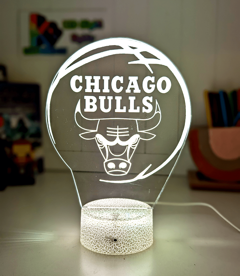 Chicago Bulls Personalised 3D LED Night Light Custom Name Basketball Lamp - KustomboxNight Lights & Ambient LightingKustomboxStandard Size - No Name