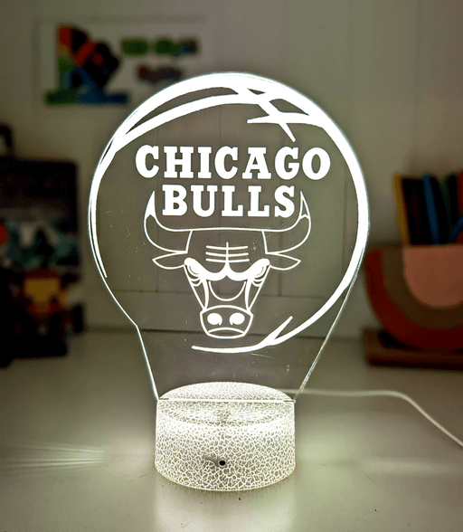 Chicago Bulls Personalised 3D LED Night Light Custom Name Basketball Lamp - KustomboxNight Lights & Ambient LightingKustomboxStandard Size - No Name