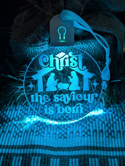 Christ the Saviour is Born Christmas Bauble 3d LED Night Light Decoration - KustomboxNight Lights & Ambient LightingKustomboxBauble - Standard Size