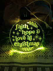 Christmas Faith Hope and Love Tree Bauble 3d LED Night Light Decoration - KustomboxNight Lights & Ambient LightingKustomboxBauble - Standard Size