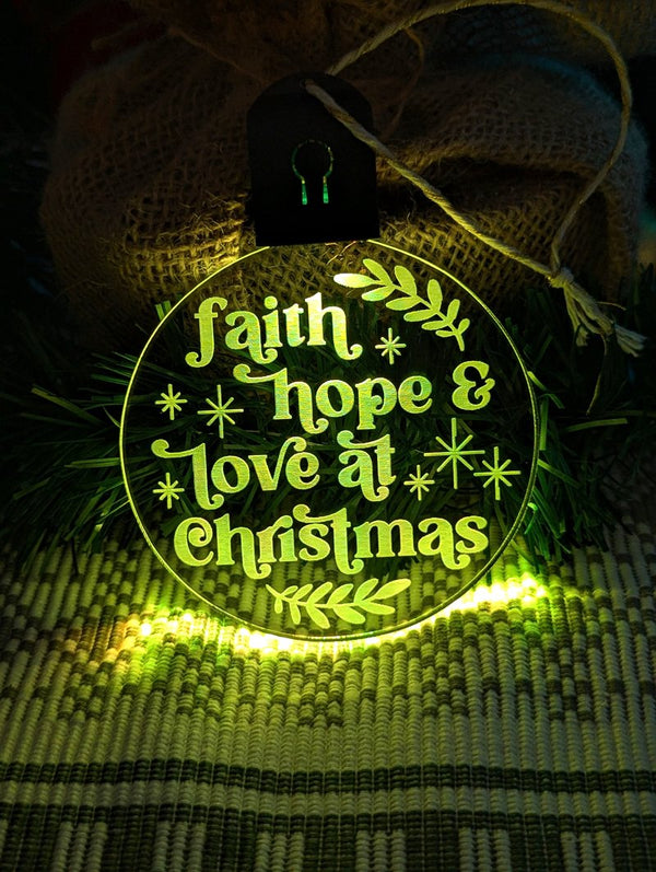 Christmas Faith Hope and Love Tree Bauble 3d LED Night Light Decoration - KustomboxNight Lights & Ambient LightingKustomboxBauble - Standard Size