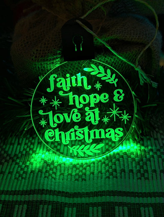 Christmas Faith Hope and Love Tree Bauble 3d LED Night Light Decoration - KustomboxNight Lights & Ambient LightingKustomboxBauble - Standard Size