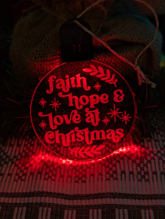 Christmas Faith Hope and Love Tree Bauble 3d LED Night Light Decoration - KustomboxNight Lights & Ambient LightingKustomboxBauble - Standard Size