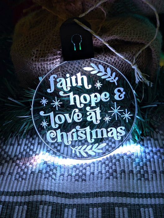 Christmas Faith Hope and Love Tree Bauble 3d LED Night Light Decoration - KustomboxNight Lights & Ambient LightingKustomboxBauble - Standard Size