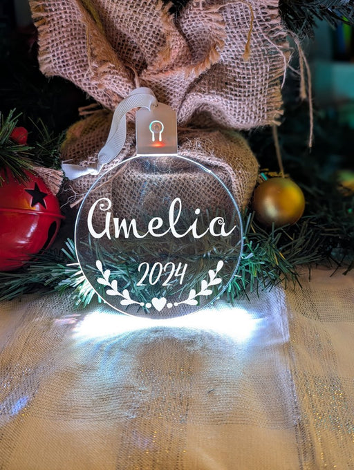 Christmas Personalised Name Bauble LED Light Up Hanging Decoration - KustomboxNight Lights & Ambient LightingKustomboxBauble - Standard Size